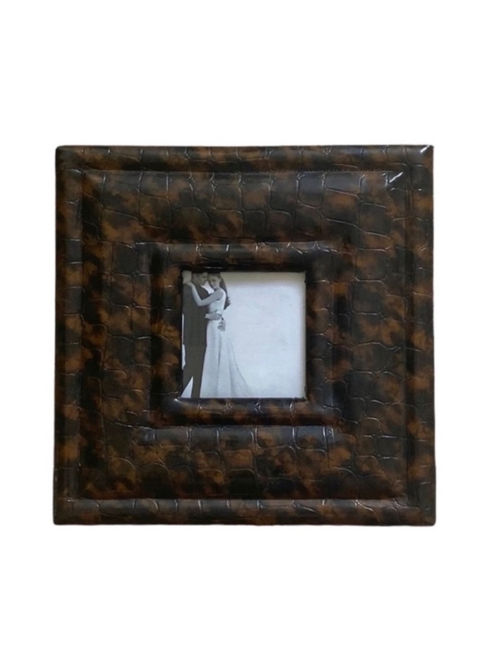 Z Gallerie Black and Dark Brown Embossed Faux Crocodile Leather Picture Frame